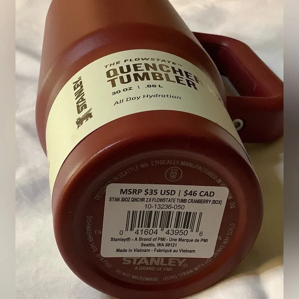 STANLEY 30 OZ THE FLOWSTATE TUMBLER CRANBERRY NWT - Picture 3 of 5